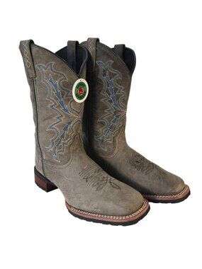 Laredo Winfield Mens Gray Blue Leather Cowboy Western Boots 9 EW